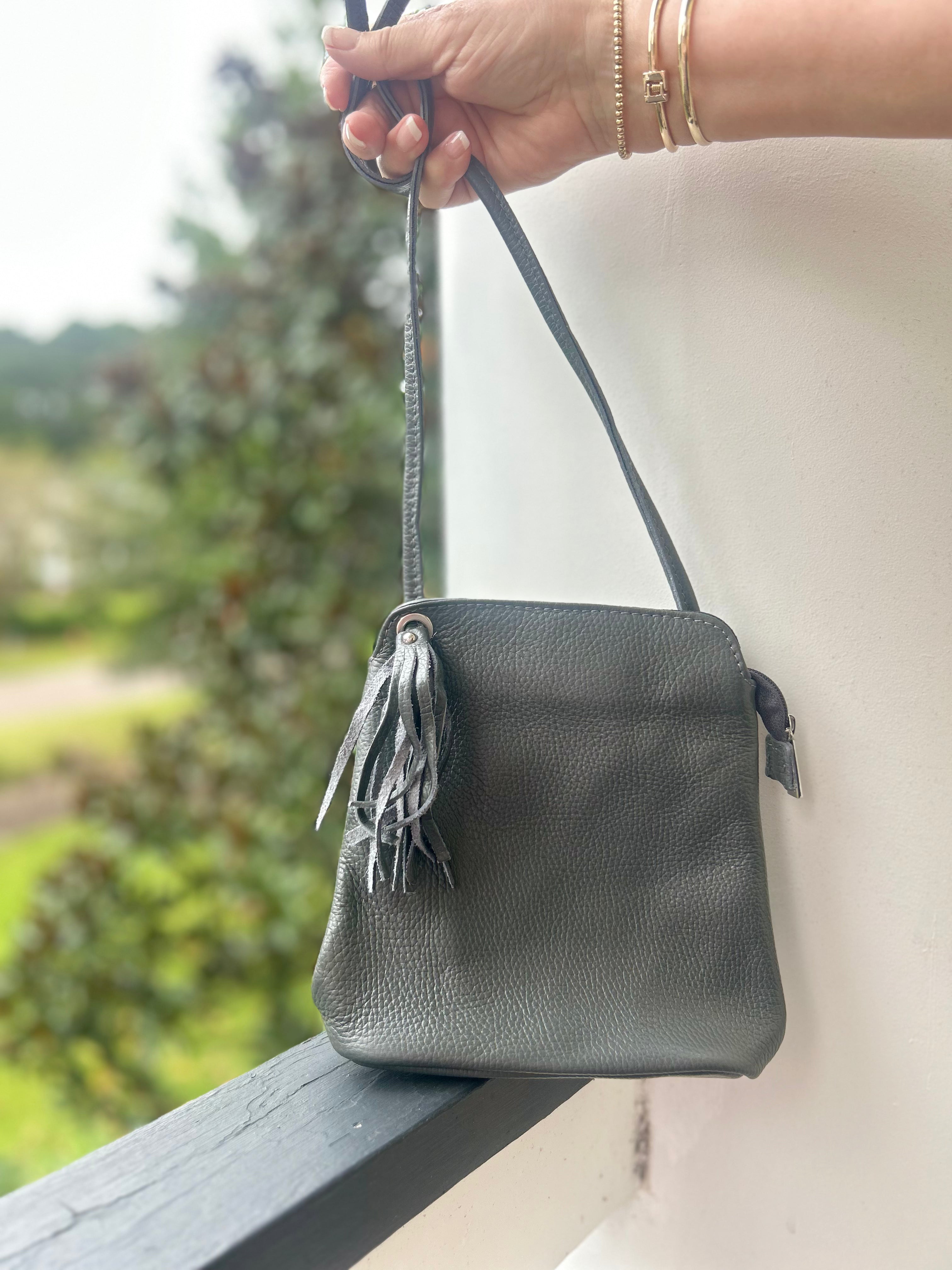 Taupe Crossbody Bag by Grazia Bella