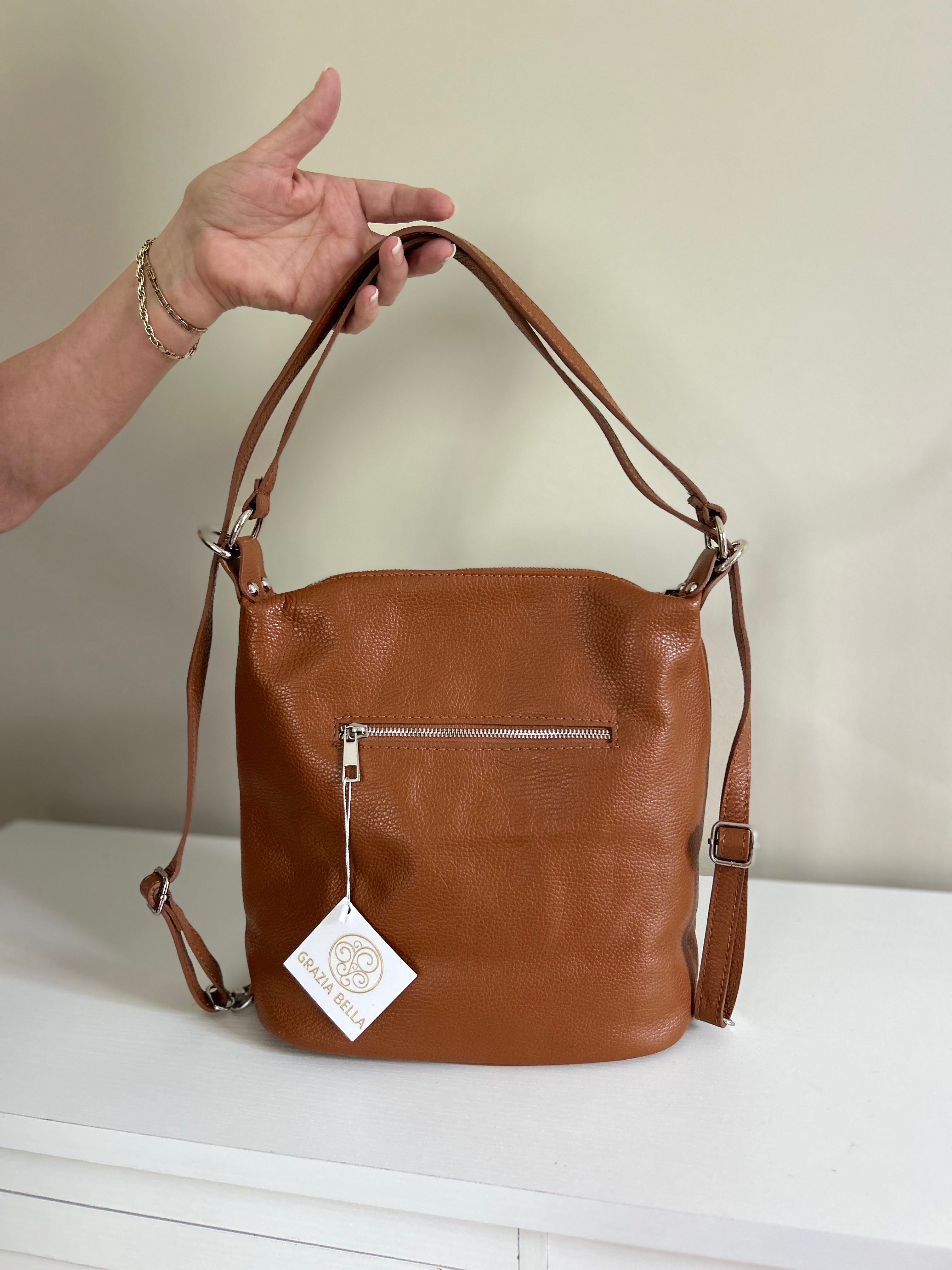 Monica Shoulder Bag/Backpack - Cognac