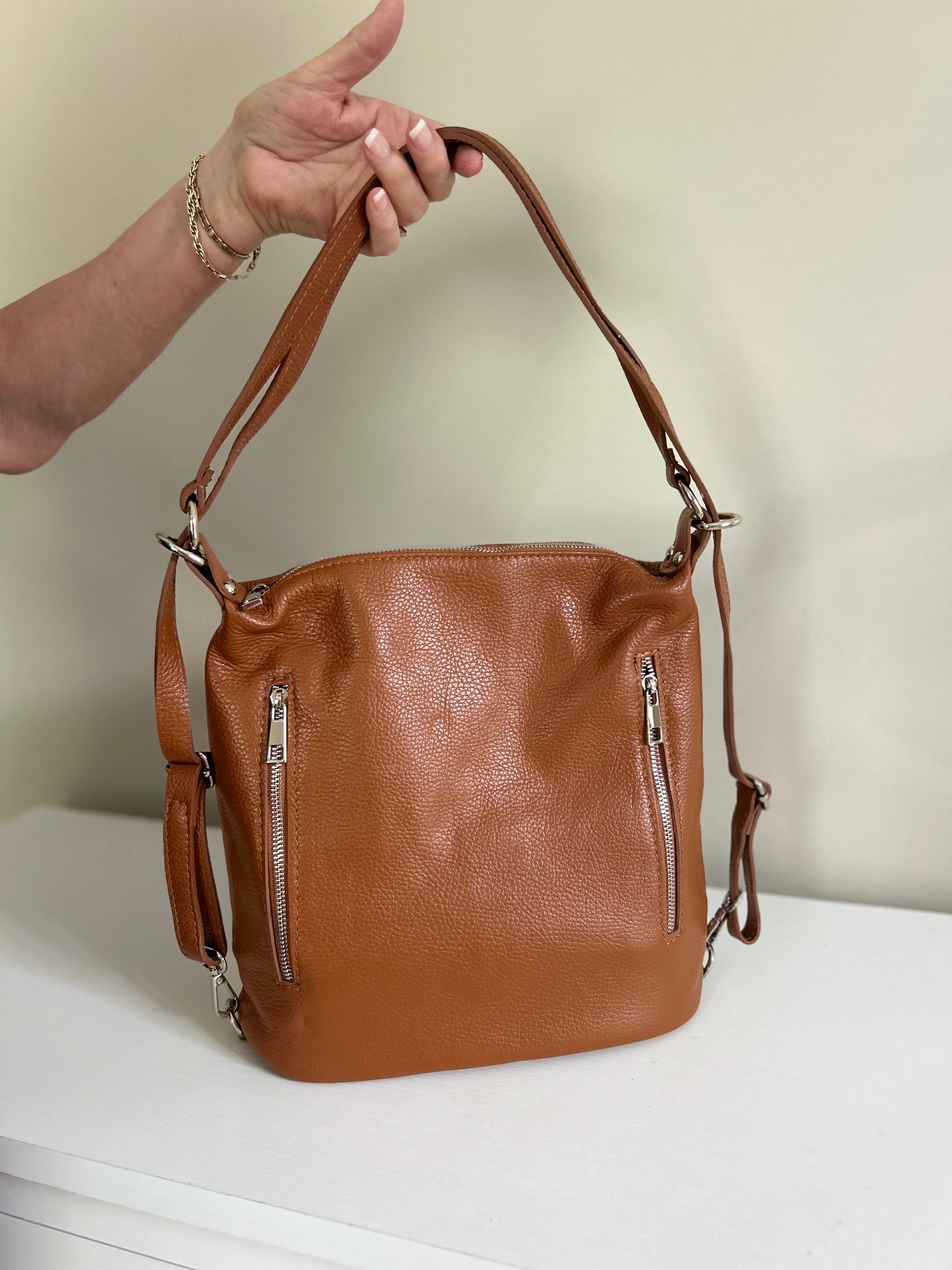 Monica Shoulder Bag/Backpack - Cognac
